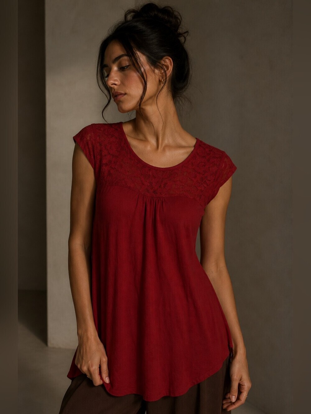 Furnex Cap Sleeve Top Lace Red M NWT